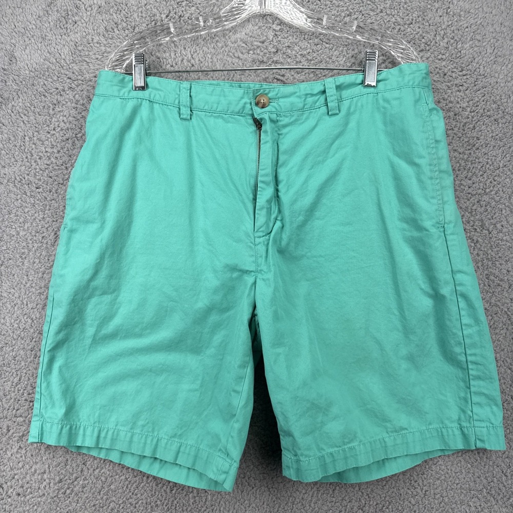 Vineyard Vines Club Short Mens 36 Green Solid Chino Cotton 9 Inseam
